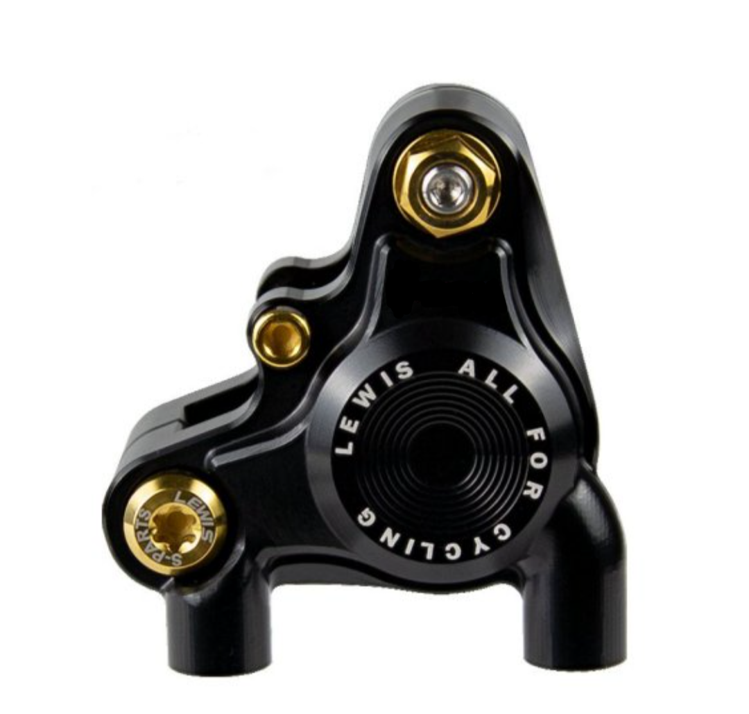 SLR Flat Mount Road Bike Caliper mineral oil. (Gold titanium bolts).